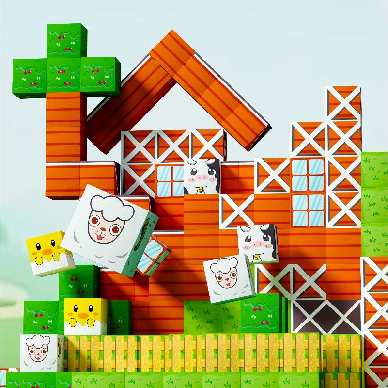 100PCS DIY Magnetic Building Block Set Home-Made Educational Toy Kit for Kids Creative Construction Playset