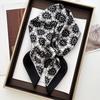 Elegant Floral Print Square Scarf Women Soft Satin Horse Hairband Neckerchief Office Hijab Headband Foulard Bag Ribbons Gift