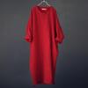 Women Vintage Maxi Dress Spring Bat Sleeve Embroidery Cotton Linen Plus Size Dresses