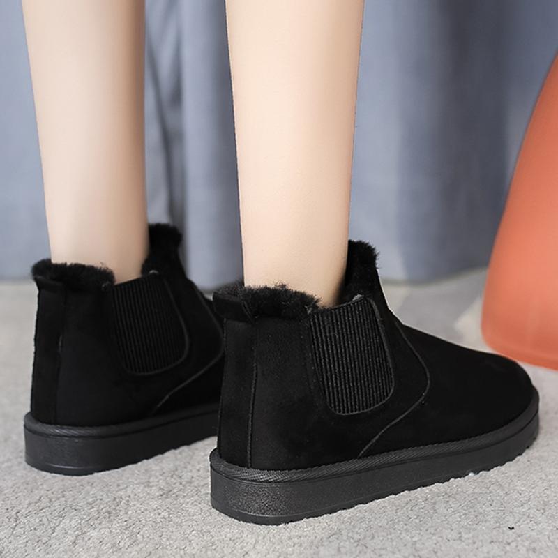 Женские зимние ботинки из искусственной замши, больших размеров, теплые, утолщенные, с плюшевой хлопковой подкладкой, удобные, противоскользящие, на платформе, ботильоны