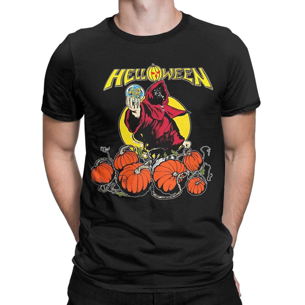 Футболка с изображением группы Heavy Metal Helloween, мужская хлопковая винтажная футболка с круглым вырезом, немецкая футболка Power Rock с коротким рукавом, одежда больших размеров