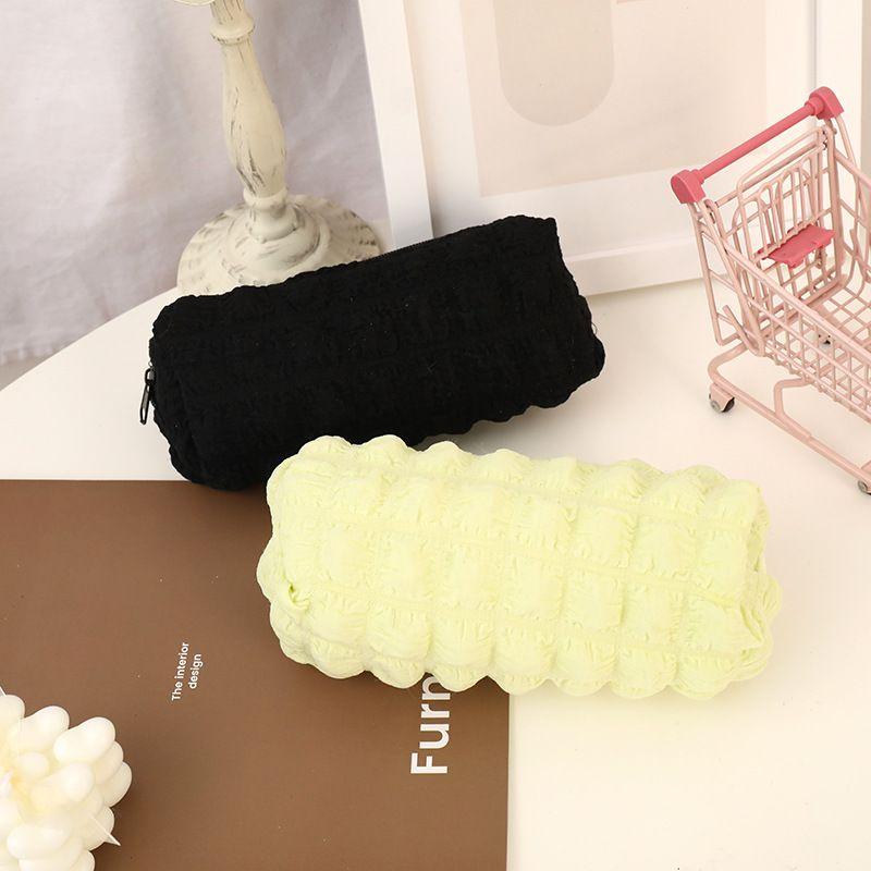 Пенал Cream Puff Niche Высокая эстетическая ценность Однотонный цвет Большая вместительная сумка для хранения Трехмерная сетчатая сумка для канцелярских принадлежностей