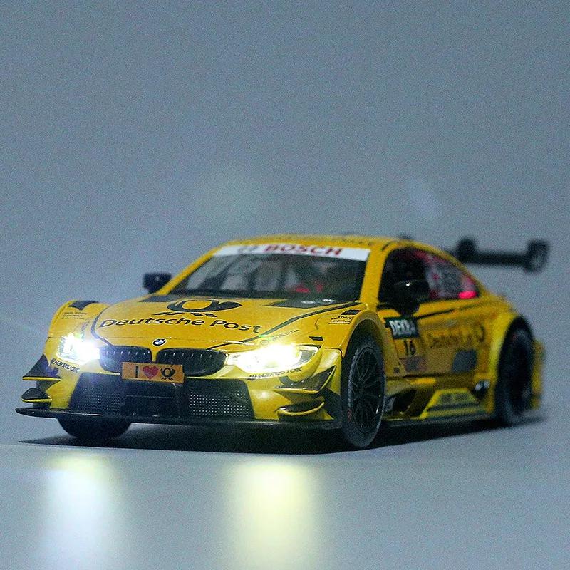 1:32 Литой из сплава BMW M4 DTM M8 GTE Модель Автомобиля Игрушка Звук Свет Оттяни Назад Спортивный Автомобиль Игрушки Для Мальчика Подарок Коллекция
