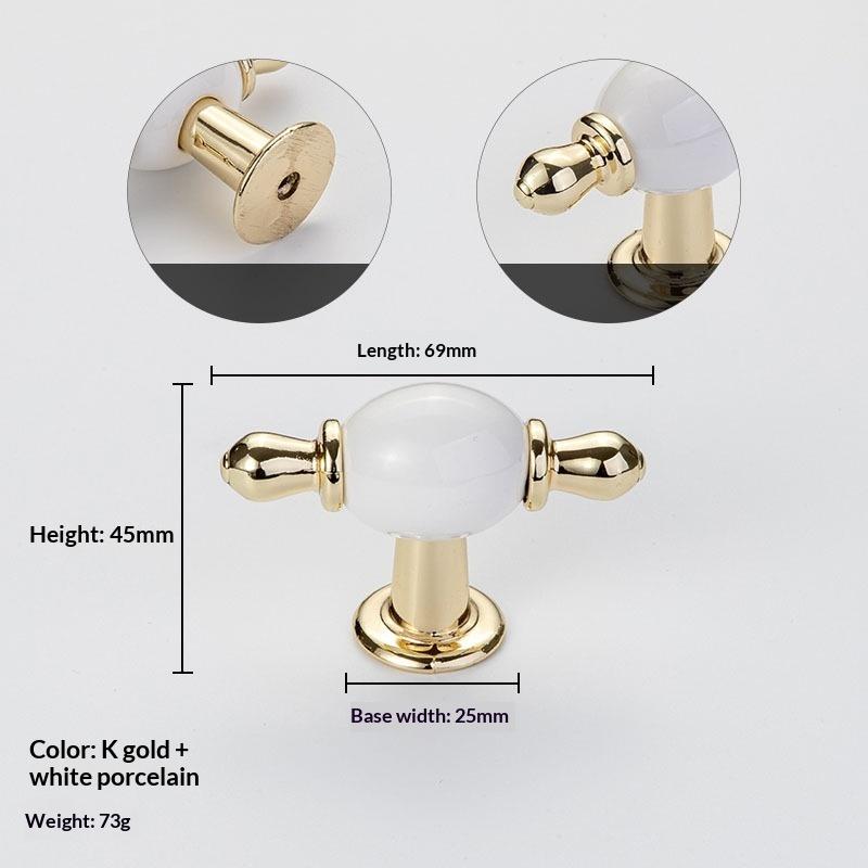 Modern Colored Ceramic Furniture Handle Golden Wardrobe Cabinet Handles Closet Door Knob Dressing Table And Drawer Pull Hardware