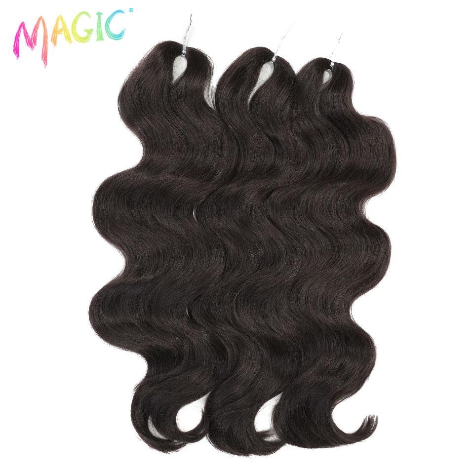 Magic Body Wave Crochet Hair Extensions 24 Inch 3PCS Synthetic Wavy Braiding Hair For Black Women Natural Black Braids Fake Hair