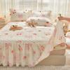 Floral Pattern Quilted Bedding Lace Pure Cotton Bed Skirt  Three Piece Set Mattress Protective Cover Anti Slip Bedspread Sheet