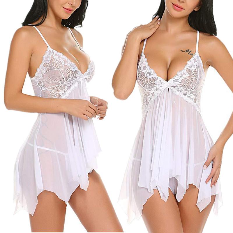 New Sling Lingerie for Women Deep-V Lace Babydoll Sleepwear Boudoir Outfits Plus Size