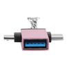 2 шт. Корпус из алюминиевого сплава Конвертер 2 в 1 OTG Адаптер USB 3.0 на Micro USB Type C с цепочкой для Android Розовое золото
