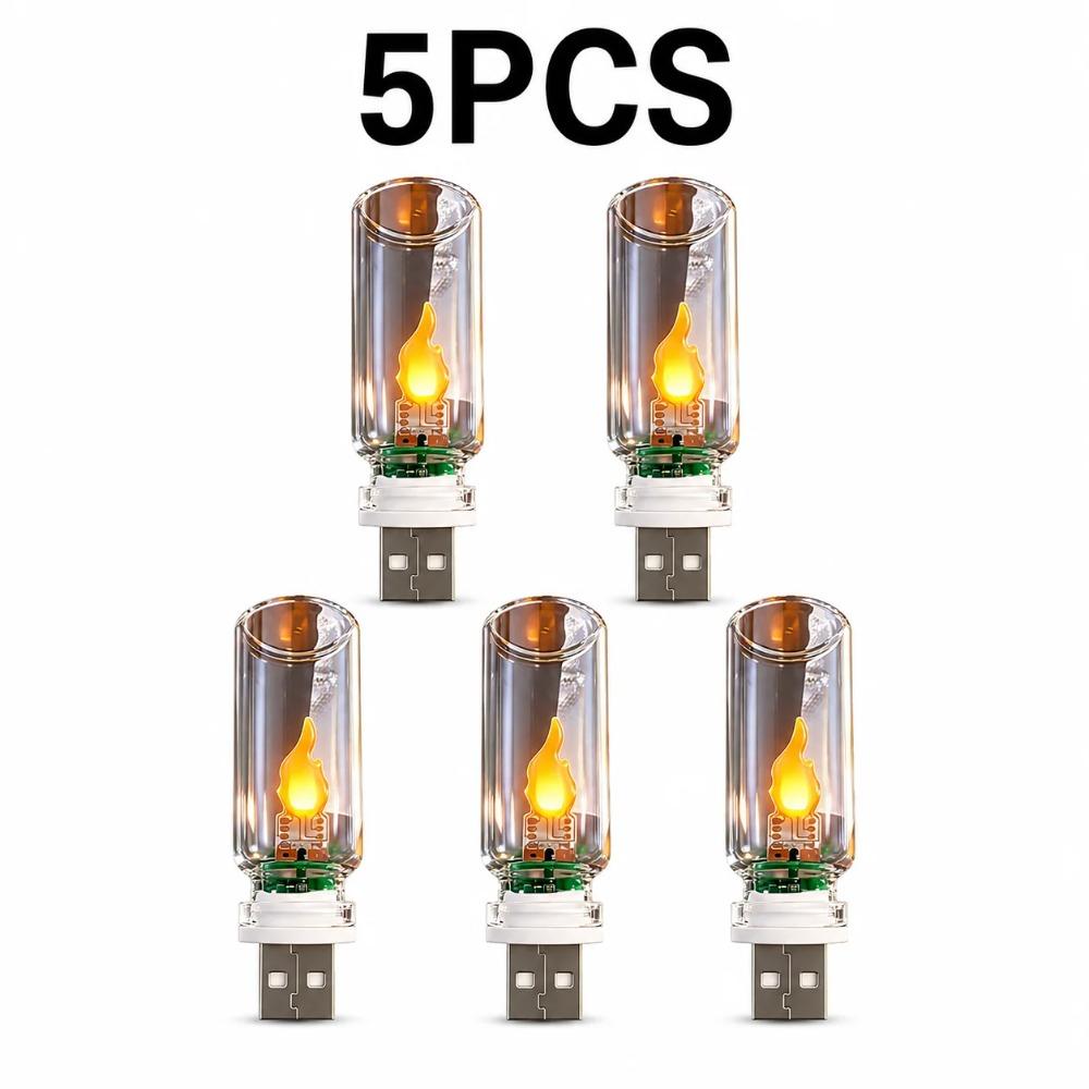 Имитация пламени USB свеча-светильник Мерцающий светодиод Матовое прозрачное стекло Ночник для автомобиля дома комнаты ноутбука Праздничное украшение