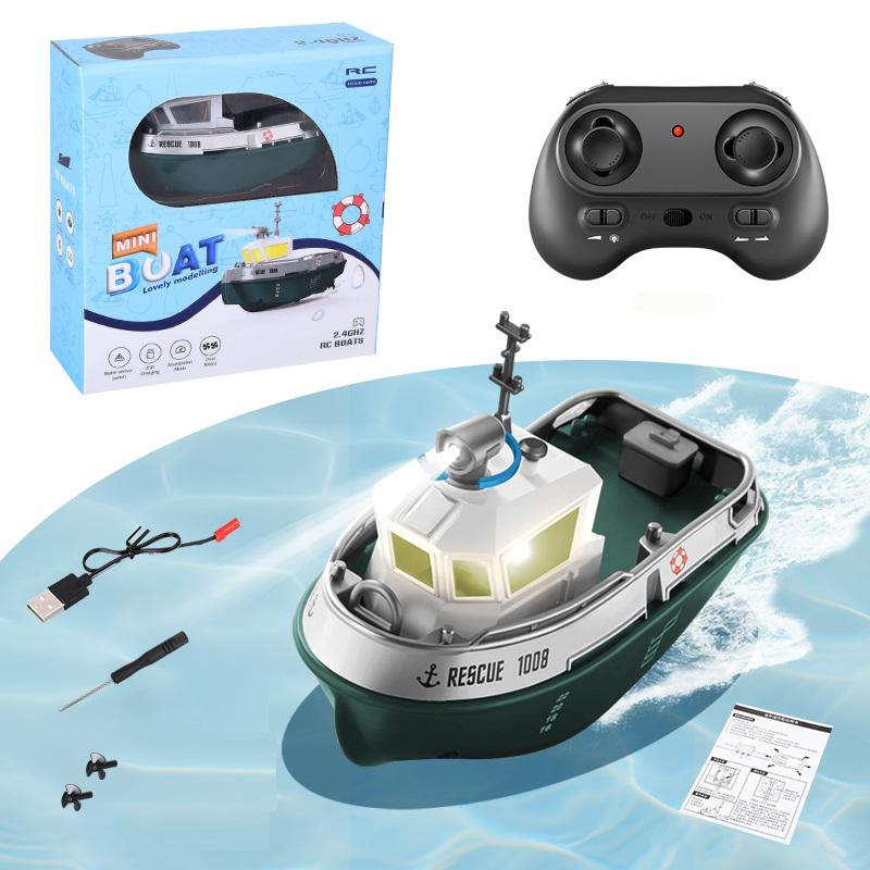 S820 RC Tugboat 1/72 Мини Лодка 2.4G Двойные Моторы Дистанционное Управление Корабль Электрическая Модель Водного Судна Игрушки Со Светодиодной Подарок Для Детей