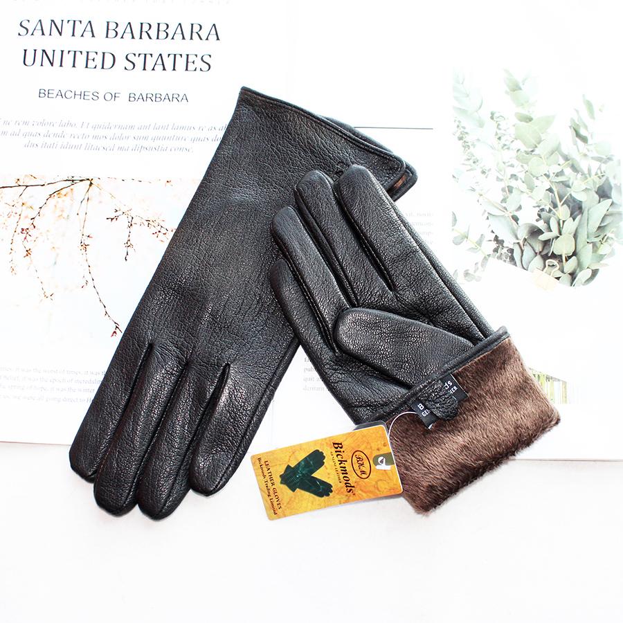 Женские модные перчатки из козьей кожи, оленьей кожи, зернистой кожи, простого стиля, с вельветовой подкладкой, осенне-зимние, теплые, для езды на мотоцикле