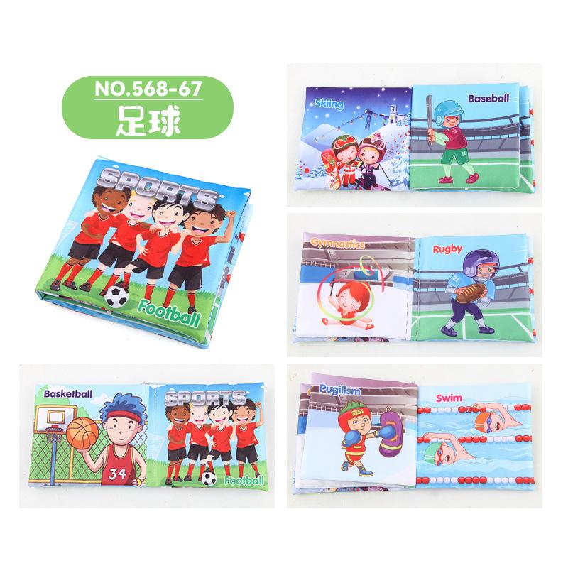 Infant And Young Children'S Early Education Cognition English Palm Cloth Book Toy, Can'T Tear The Sound Paper Sports Football Musical Instrument Book