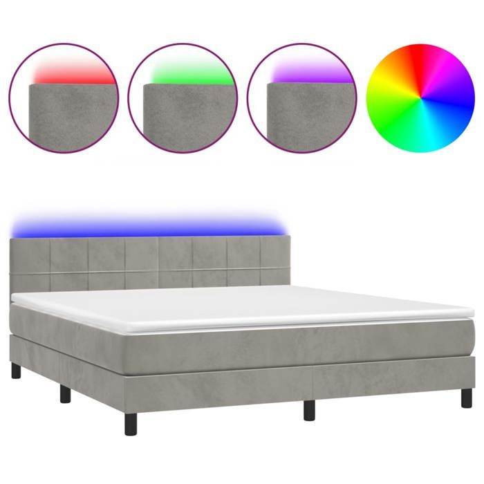 Maison Exclusive - Sommier à lattes de lit avec matelas LED Gris clair 160x200 cm