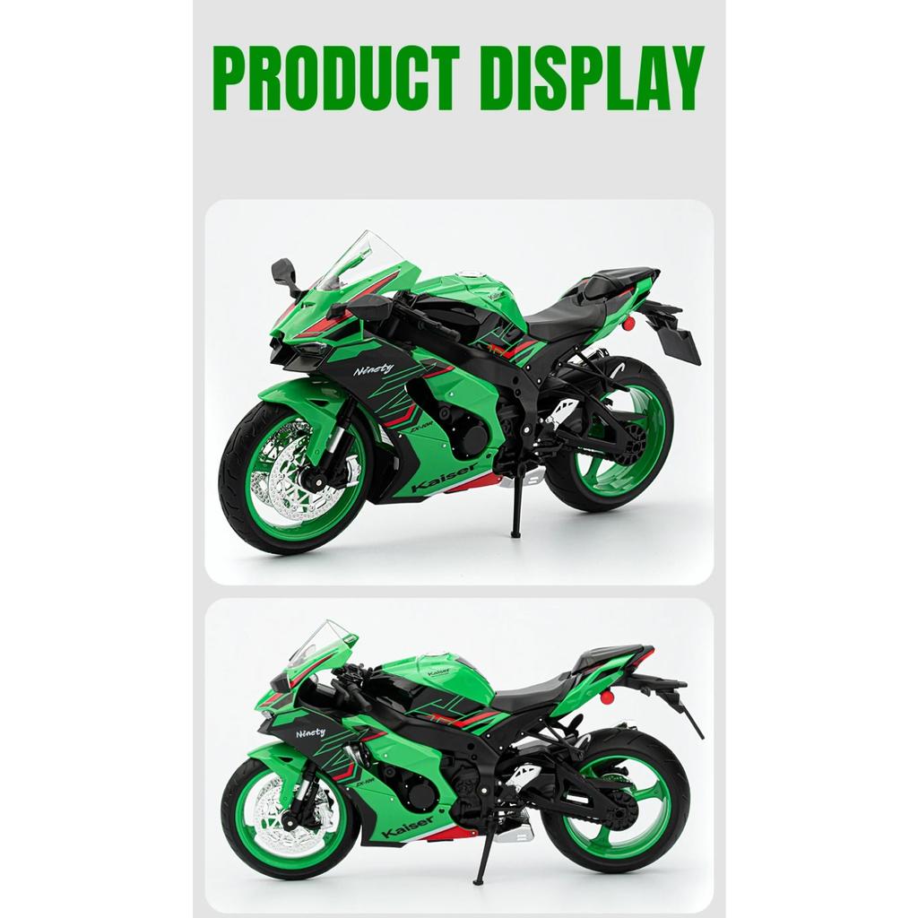 1/9 Kawasaki Ninja ZX-10R High Performance Superbike Alloy Metal Diecast Model Motorcycle Sound & Light High Simulation Collect