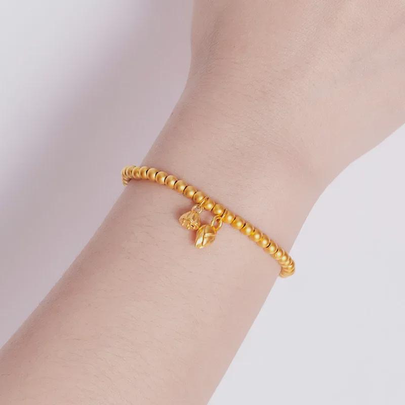 Brass Imitation Gold Lotus Bead Bracelet for Women - Ancient Two Worlds Style, Ideal Gift for Girlfriend