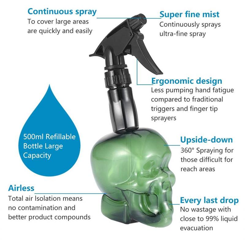 500 мл многоразовый флакон большой емкости с рисунком черепа для парикмахерских инструментов для стрижки волос аксессуары