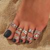 Винтажные кольца на пальцы ног с полым сердцем, открывающееся кольцо на палец с луной, изысканный набор колец на ногу со звездой, для девочек