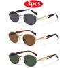 Luxury Brand 3Pcs Oval Sunglasses Women Men Metal Retro Trend Outdoor Sun Glasses High Quality Classic Men Eyewear Uv400