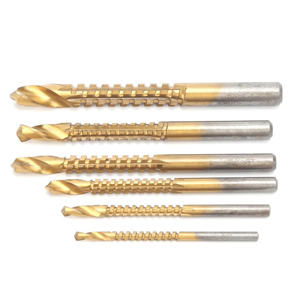 6Pcs Sawtooth Drill Bit Twist Hand Electric Woodworking Saw Drill Allin1 Punching Hole Tool