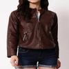 Women Lambskin  Biker Brown Leather Jacket , Designer Morden Jakcet , Western Wear Fit Jacket
