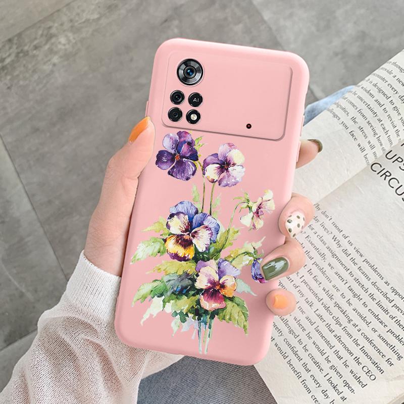 Для Poco X4 Pro 5G M4Pro Чехол Funda Винтажный Цветок Лист Защитный Чехол TPU Capa Для Xiaomi Poco X4 Pocox4 X 4 M4 Pro Coque