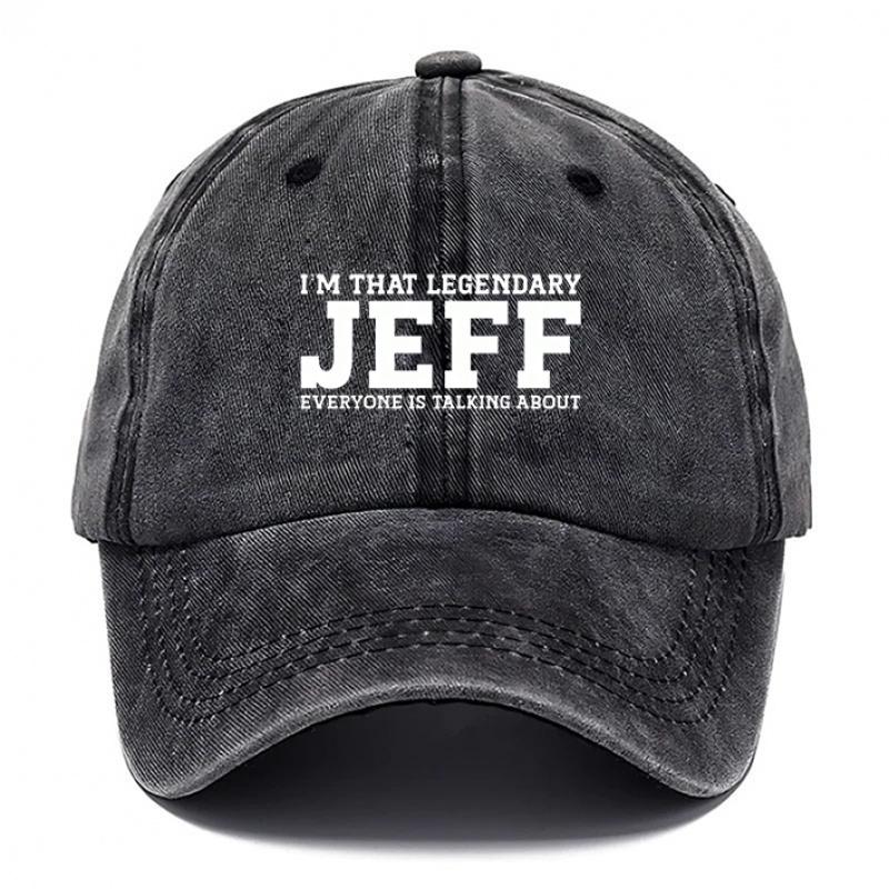 pc Jeff Printed for Men Women Adjustable Hook Loop DAD Hat with Jeff Print Breathable Unisex Outdoor Suitable for Casua