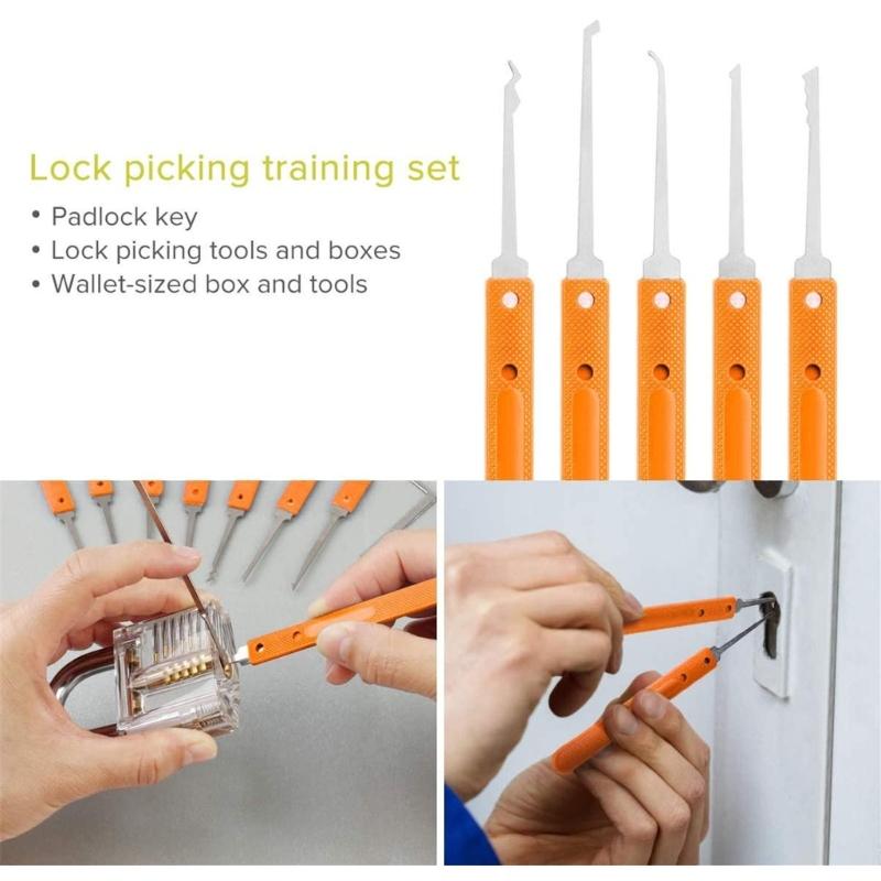 Набор профессиональных инструментов для изготовления ключей из 17 предметов, многоцелевой набор отмычек с эргономичными ручками для новичков и экспертов