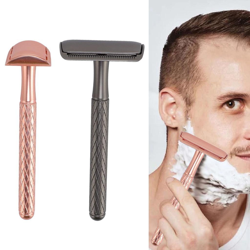 Двусторонний инструмент для бритья Ручной Сплав Нескользящая Длинная Ручка Безопасный Инструмент для Бритья со Сменными Лезвиями для