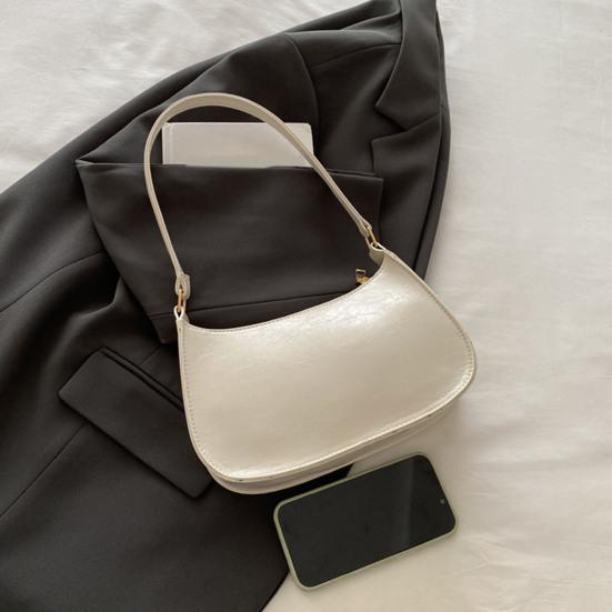 Women Retro Shoulder Bag Faux Leather Underarm Bag Purse Classic Tote Handbag with Zipper Closure for Street Party Work