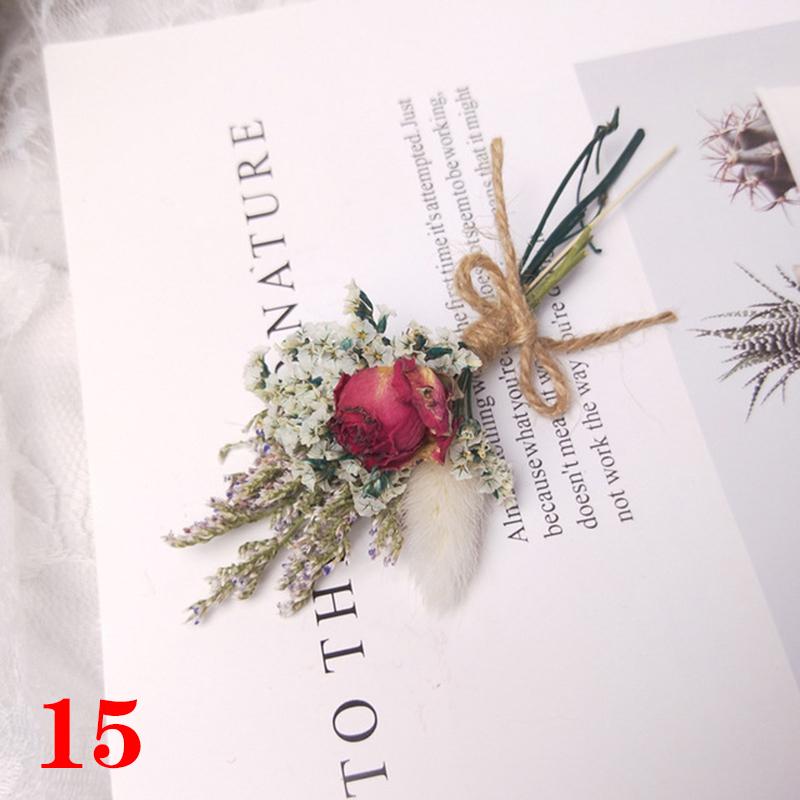 1 букет растений из гипсофилы, пампасной травы, мини-натурального букета из сушеных цветов, настоящая роза