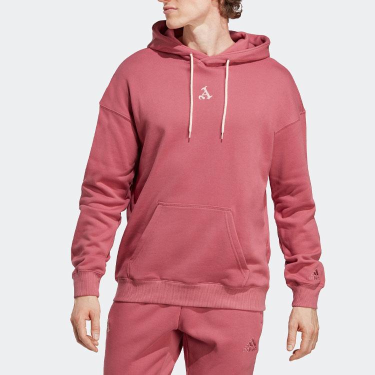 Adidas Arsenal Series Solid Color Logo Hoodie Men Rock-Pink HT4457