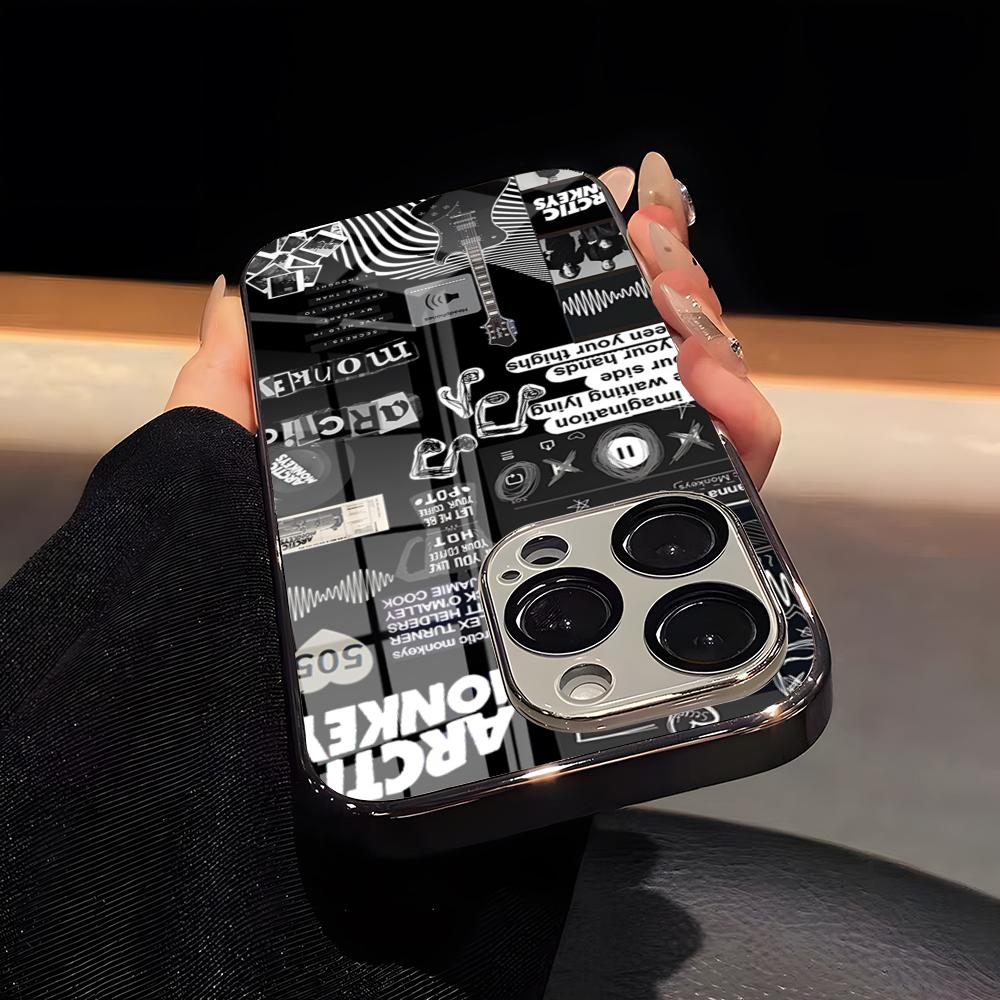 Чехол для телефона Rock Band Arctic Monkeys Роскошный стеклянный чехол для телефона Для IPhone 17 16 15 14 13 12 11 Pro Max Покрытие Рамка Чехол