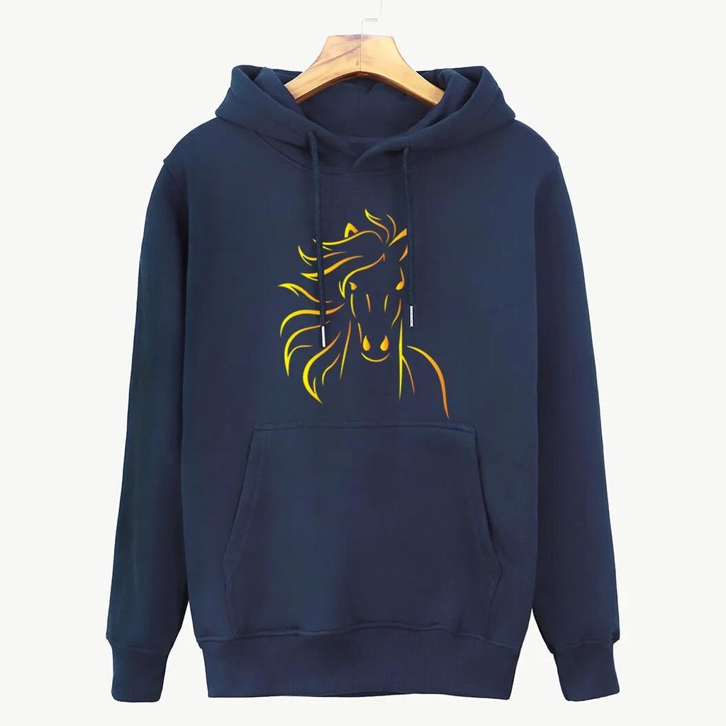 WoUnisex Спортивная толстовка с капюшоном Осень-зима Уличная мода Животные Огонь Лошадь Толстовки с героями мультфильмов FeUnisex Хип-хоп Женская толстовка