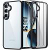 Protective Case - BOOLING - for Samsung Galaxy A36 5G - Black Silicone - Transparent PC Back - with 2 Tempered Glasses