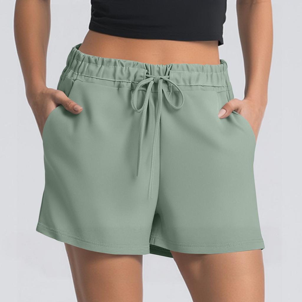 Women's Summer Drawstring Sports Shorts High Waist Casual Shorts With Pockets