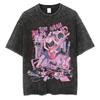 Футболка NANA Osaki Nana Rock Punk Винтажная стирка, Унисекс Аниме Уличная одежда, 100% Хлопок Оверсайз Повседневный Топ