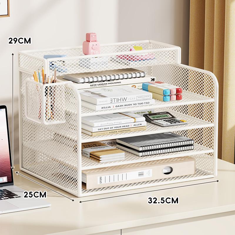 Desktop Metal File Organizer: Office Supplies Storage Rack and Data Archive Solution