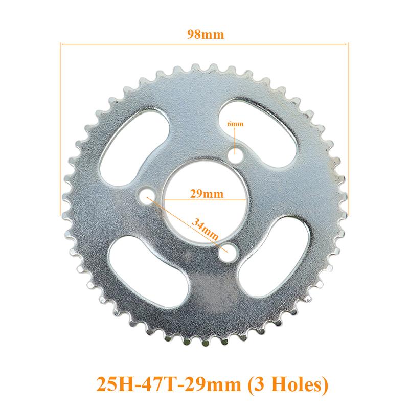 25H 47T Sprocket 3/4 Holes Rear Sprocket 29mm Fit for 47CC 49CC Mini Moto Pocket Electric Scooter Sprocket Replacement Accessory