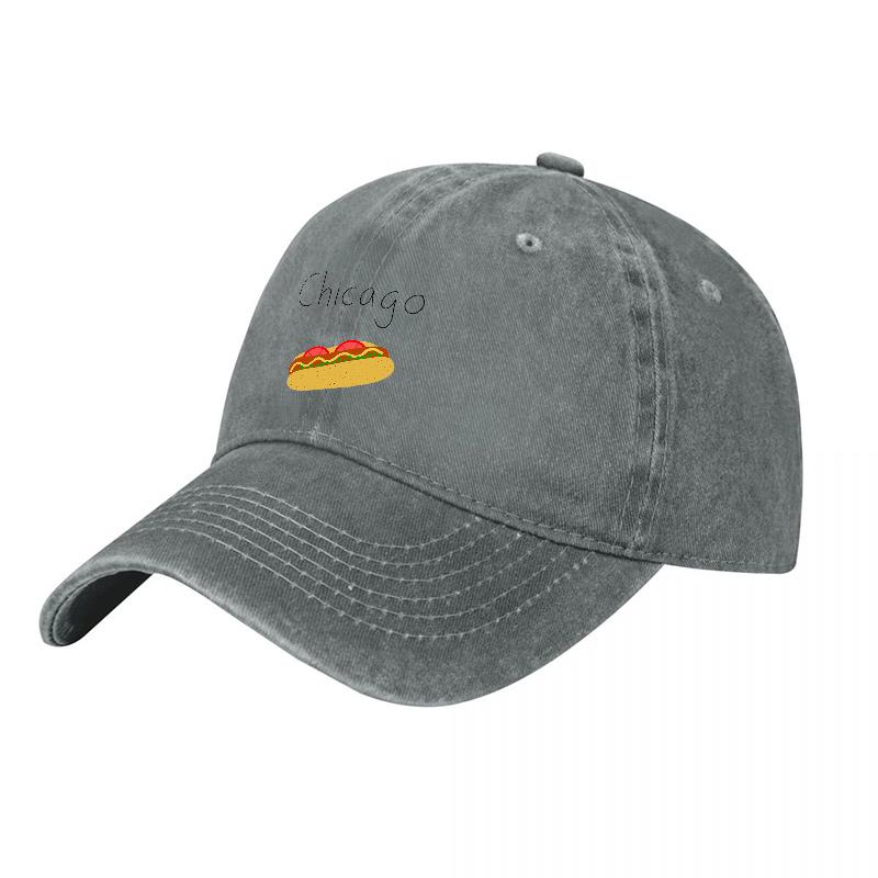 Hot Dog Embroidered Washed Cotton Baseball Cap Classic Black Adjustable Dad Hat Casual Streetwear Style Unisex Fit