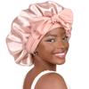 Double-Layer Satin Bow Tie Sleep Cap for Women - Reversible Bandana Style Bonnet for Hair Care