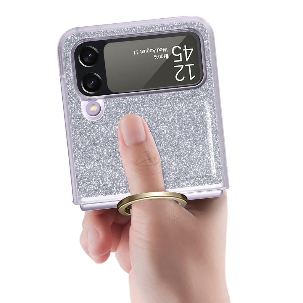 Тонкий блестящий чехол с кольцом на палец против падения для Samsung Galaxy Z Flip4 5g Flip 4 Flip3 Flip 3, модный защитный чехол, чехол