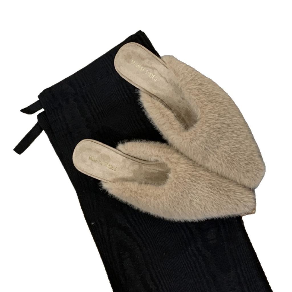 Дизайнерский нишевый темперамент острый носок Мао Мао полушлепки французские ретро туфли на высоком каблуке обувь Мао Мао 2025 осень и зима женские шлепанцы