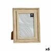 Cadre Photo - Verre Doré - Bois Marron - Plastique - Lot De 6 Unités