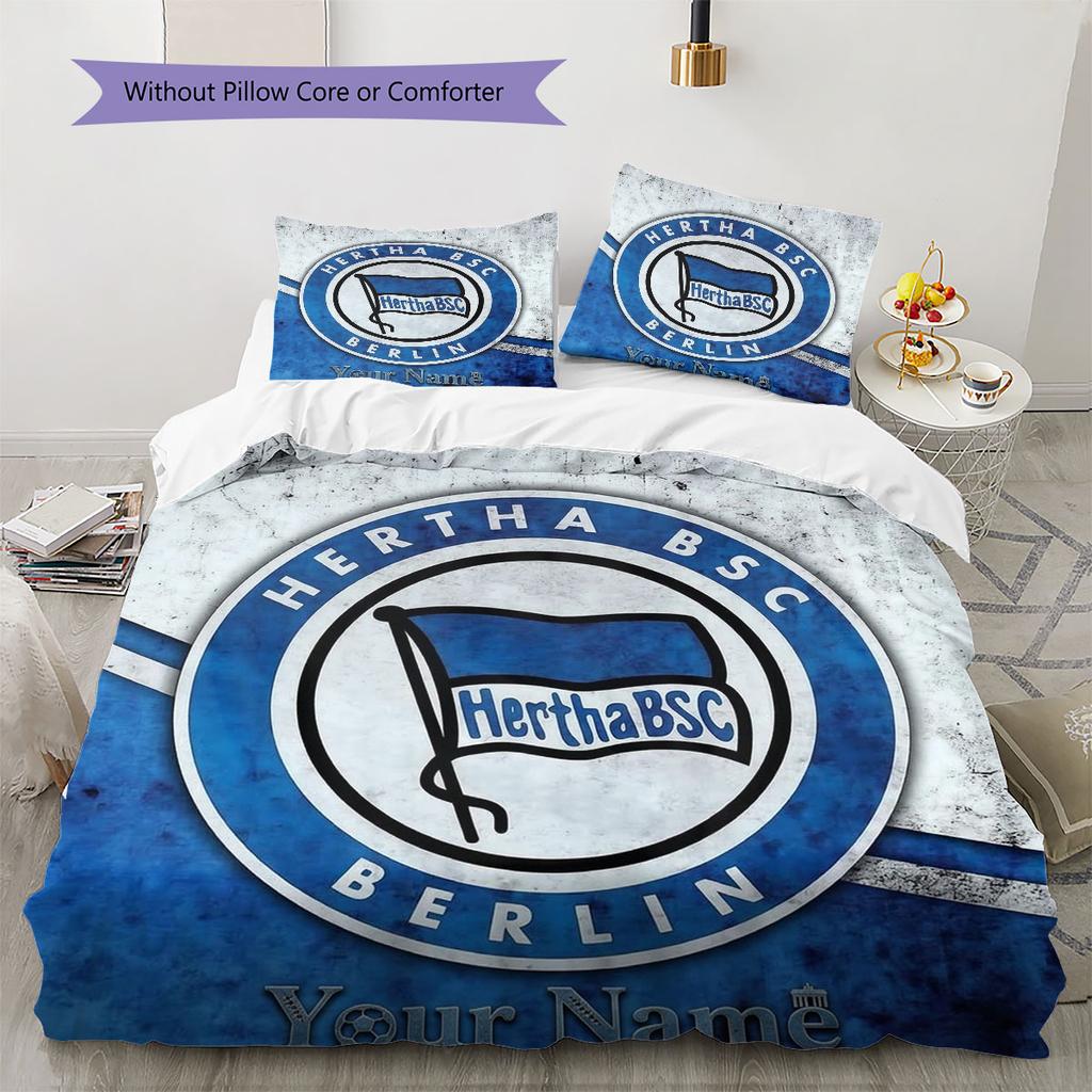 Hertha BSC Custom Name Pattern Bedding,Quilt Set Quilt Cover Pillowcase Home Birthday Gift(1 * duvet cover + 2 * pillowcase, without core)