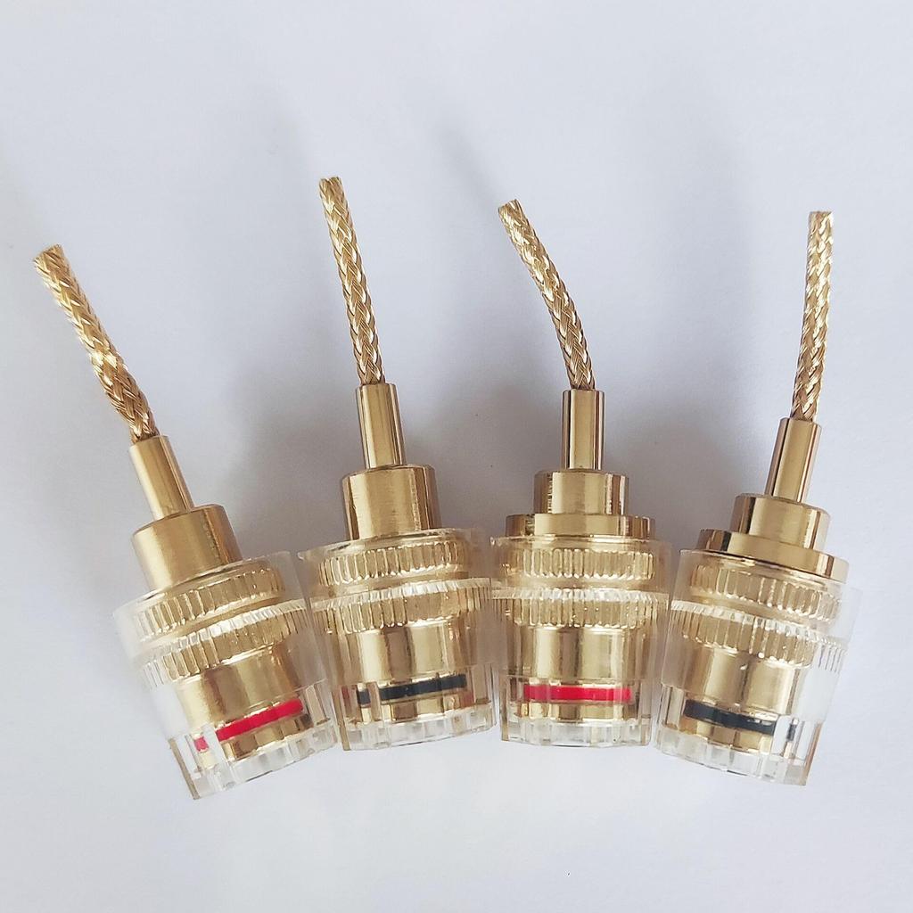 YIK TUNG Переходник для банановых разъемов 4 мм Банановые разъемы Позолоченные 24K Кабельный разъем-банан Игольчатый штекер Набор из 4 штук (красный и черный)