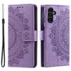 For Samsung Galaxy A17 Stand Case Imprinted Totem PU Leather Wallet Phone Cover with Wrist Strap
