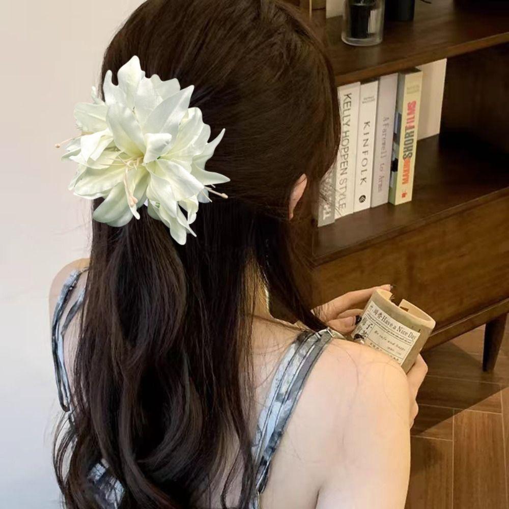 Korean Style Floral Shark Clip Fairy Sweet Hair Catches Simulation Flowers Hair Claw Beach