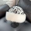 Winter Hat Leopard Print Thickened Warm Plush Hat Cold-proof Windproof Headwear Cold Weather Accessory