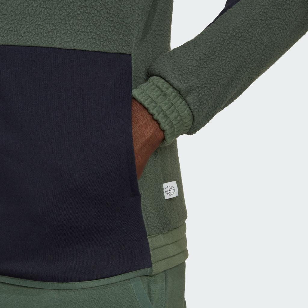 Adidas Удобная теплая спортивная куртка из флиса с цветными блоками и логотипом бренда, мужские куртки, окисленные зеленые чернила HK4603