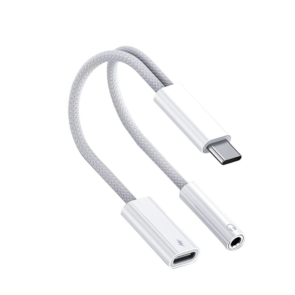 FONKEN 2 в 1 плетеный кабель-адаптер для зарядки типа C USB C в Type-C/3,5 мм/iOS конвертер для наушников подходит для телефона Iph 15 на базе Android